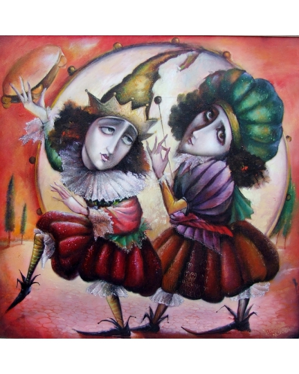 "MUSICISTI" (Musicians) Viktoriya Bubnova (oil on canvas, 70x70cm, 2007)