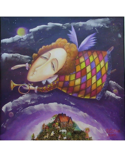 "ANGELO CUSTODE" (Guardian angel) Viktoriya Bubnova (oil on canvas, 50x50cm, 2005)