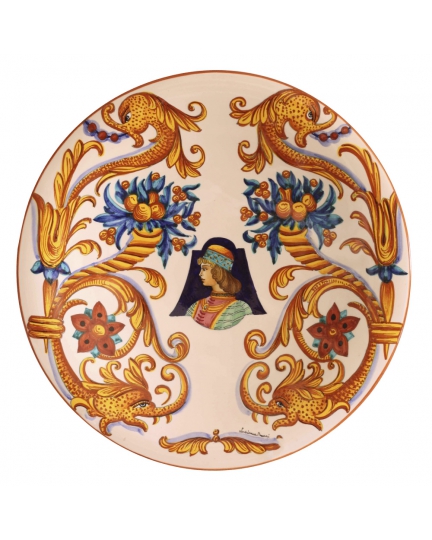 Decorative ceramic plate with male figure "Raffaellesco Grande" 500060020-1