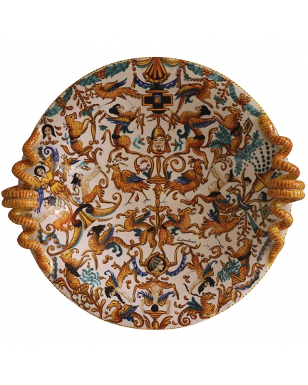 Decorative ceramic plate with handles "Raffaellesco Grande" 500060024-1