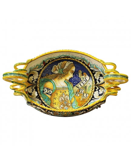 Decorative ceramic bowl with handles 500070009-001