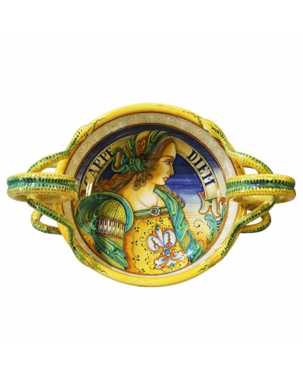 Decorative ceramic bowl with handles 500070012-001