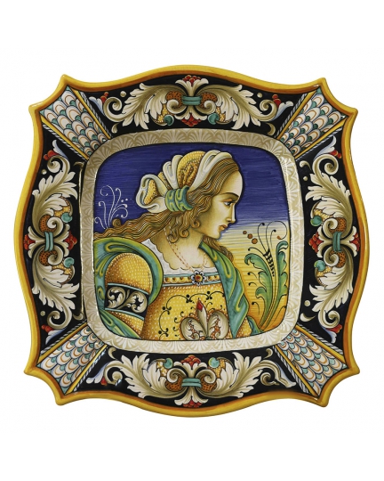 PLATE "BAROQUE" with female figure 38X38 cm