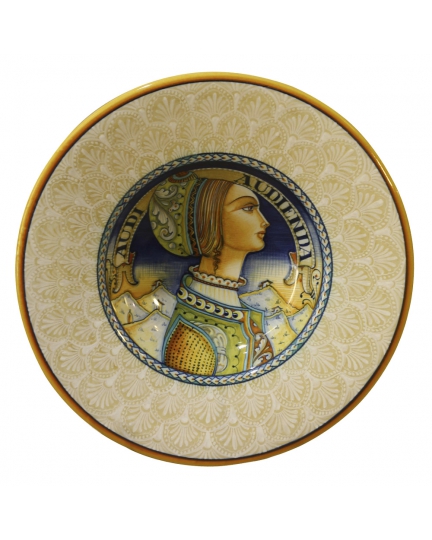 PLATE with beige border and female figure D32 cm