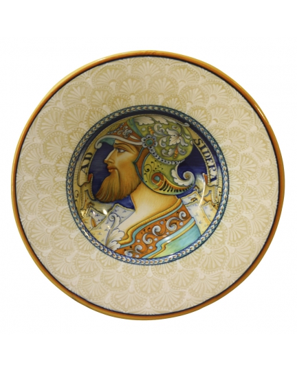 PLATE with beige border and male figure D32 cm