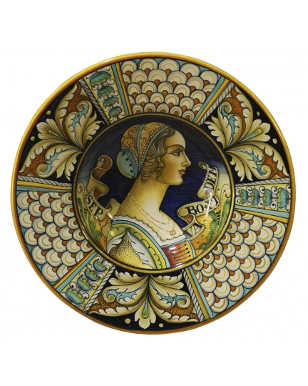 PLATE with border and female figure D32 cm