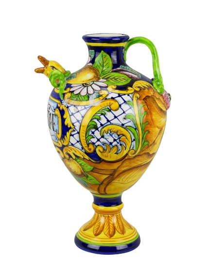 Decorative ceramic amphora with duck shaped spout 500080094-02