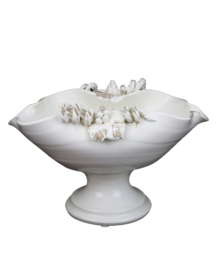 Ceramic footed large centerpiece Antique White 500080168-01