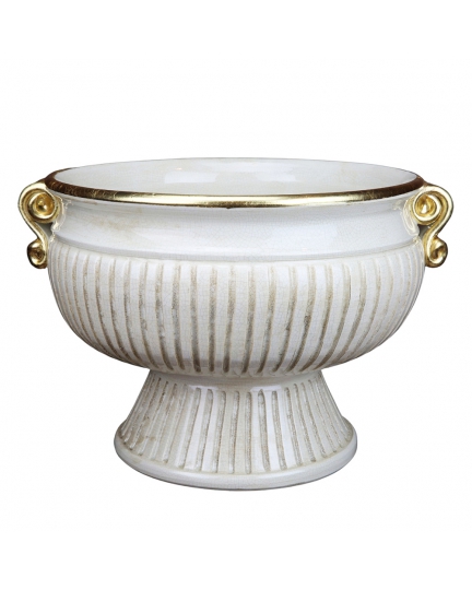 Ceramic footed planter Antique White 500080150-001