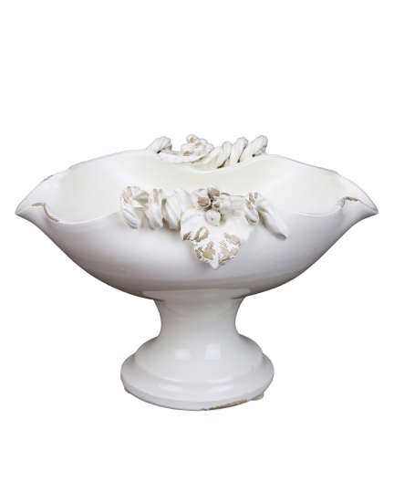 Ceramic footed small centerpiece Antique White 500080167-01