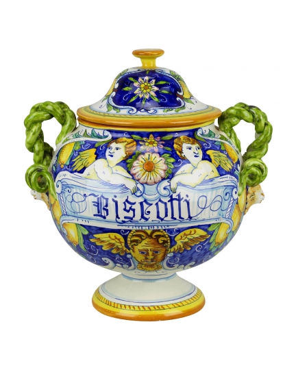 Ceramic potiche with handles and lid 500080105-01