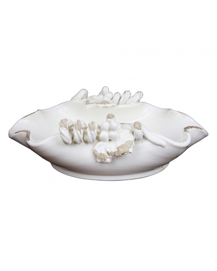 Ceramic small oval centerpiece Antique White grape 500080158-01