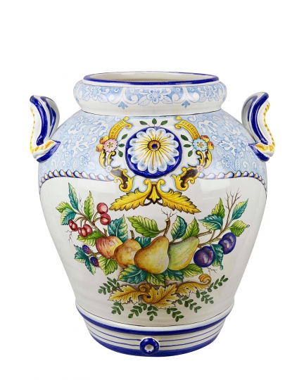 Ceramic urn with fruits on beige 500080118-01