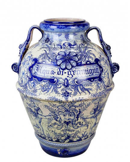 Ceramic urn in blue 500080137-01