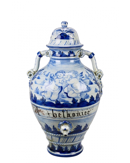 Decorative ceramic amphora in blue 500080115-01