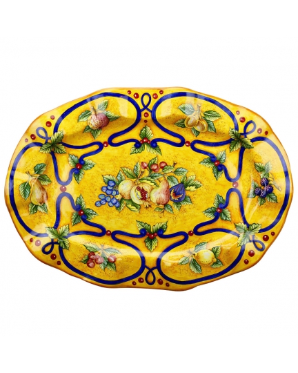 Decorative ceramic oval plate "Orange and blue" series 500080012-01