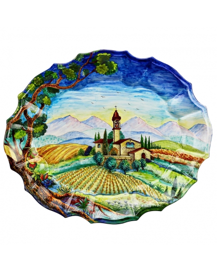 Decorative ceramic oval plate "Tuscan landscape" 500080054-01