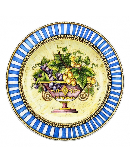 Decorative ceramic plate with blue border 500080031-01
