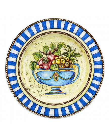 Decorative ceramic plate with blue border 500080049-01