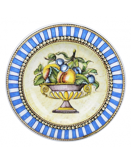 Decorative ceramic plate with blue border 500080183-01