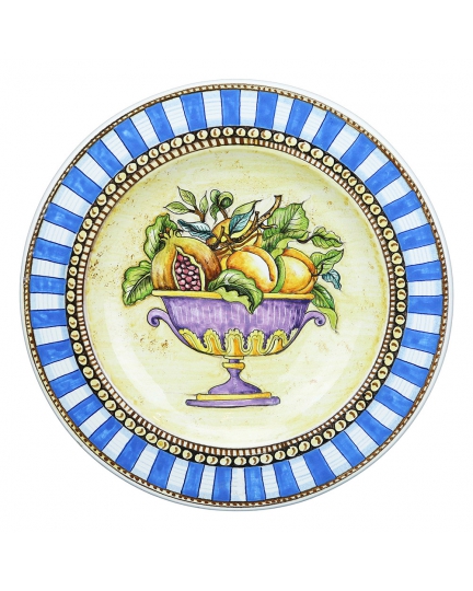 Decorative ceramic plate with blue border 500080184-01