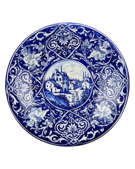 Decorative ceramic plate "Landscape in blue" 500080048-01