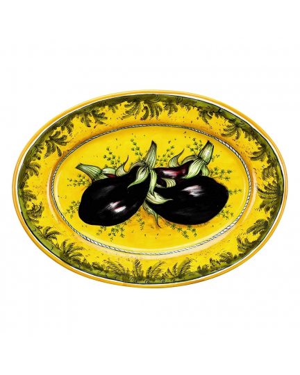 Decorative ceramic oval plate "Eggplants on yellow" 500080046-01