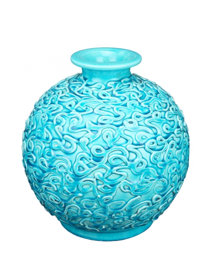 Modern wide ceramic vase turquoise 500080171-001