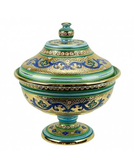 Ceramic footed bowl Byzantine mosaic style 500110039-001