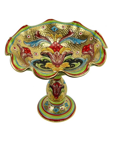 Ceramic footed fruit bowl Byzantine mosaic style 500110014-001