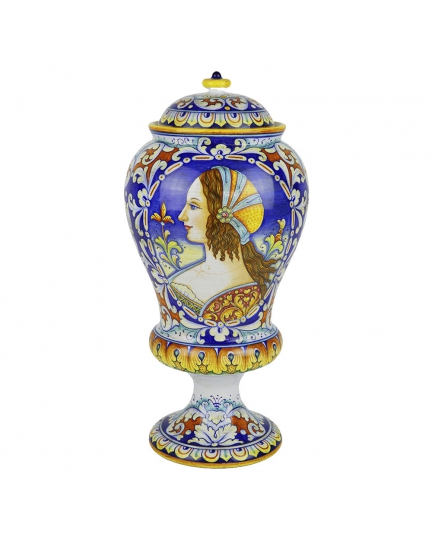 Decorative ceramic footed potiche with female figure 500120051-01