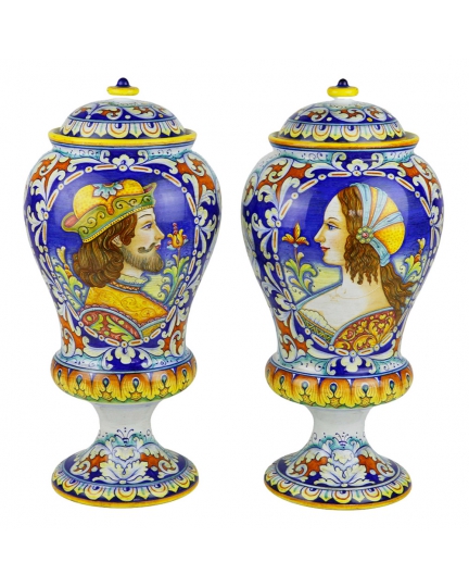 Decorative ceramic footed potiche (set) 500120056-01