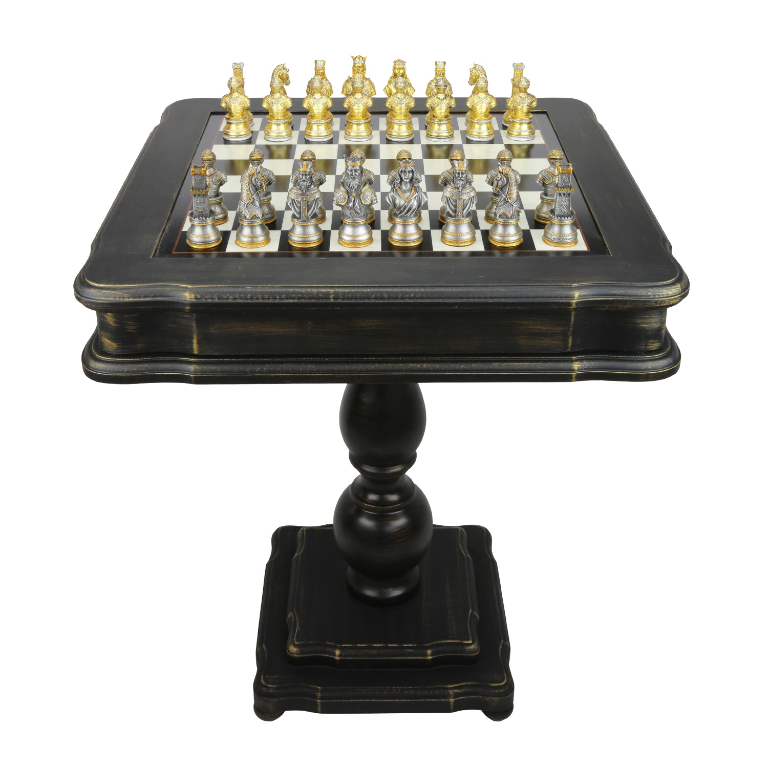 Exclusive handmade chess set Medieval 600140261 (gold/silver