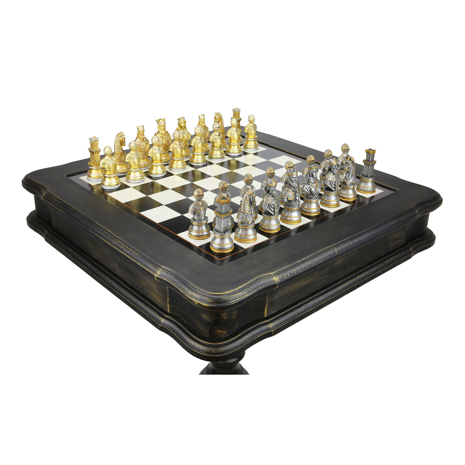 Exclusive handmade chess set Medieval 600140261 (gold/silver
