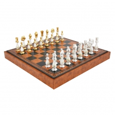 Persian chess set – plated brass and wood