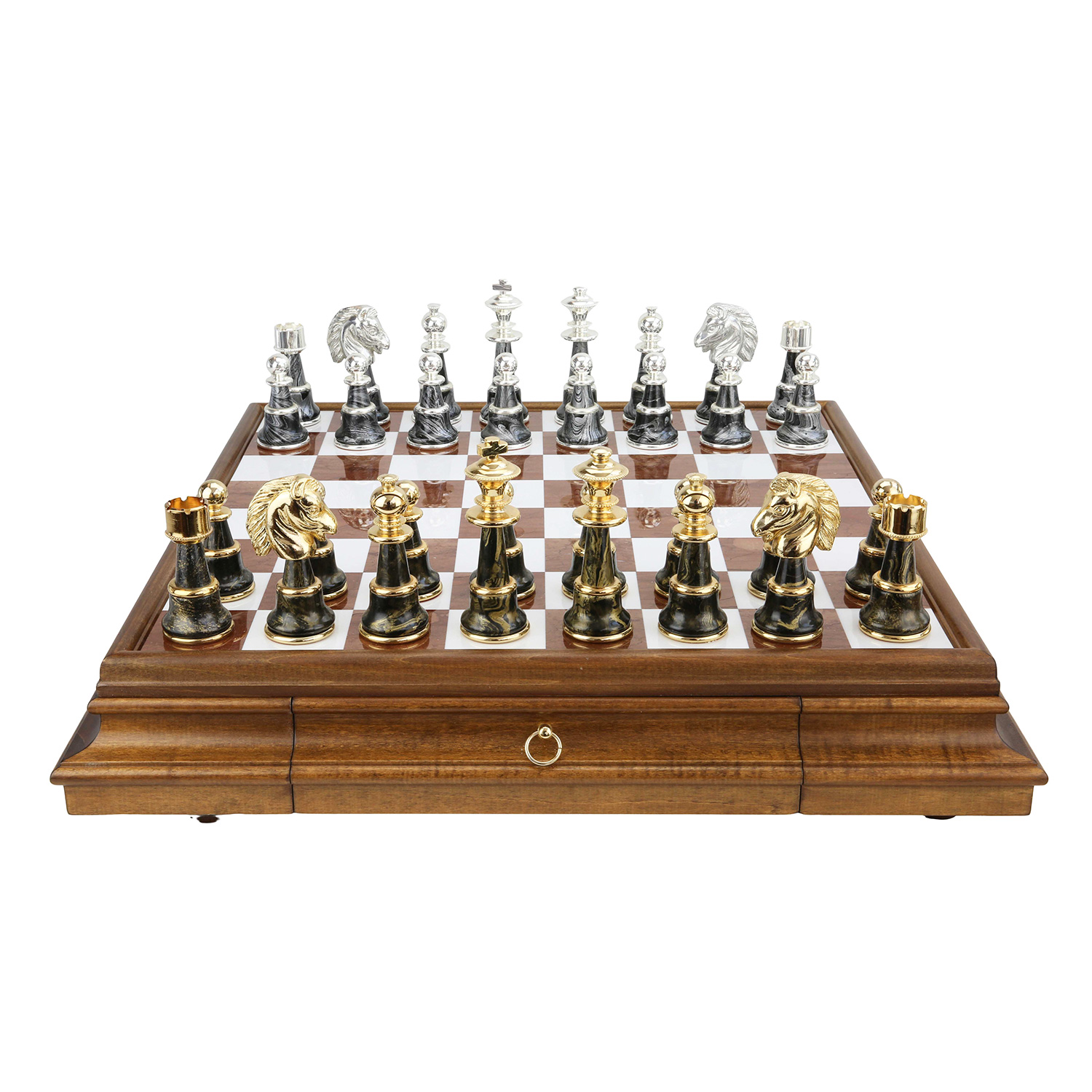 21 Stained Beech Staunton Analysis Chess Set with Storage Box