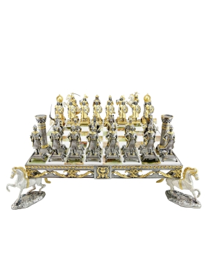 Luxury chess set Genghis Romans vs Greeks 600140237 (bronze, gold/silver)