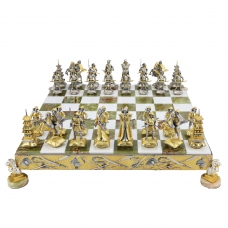 Luxury handmade chess set Vikings 600140003 (bronze, gold/silver)