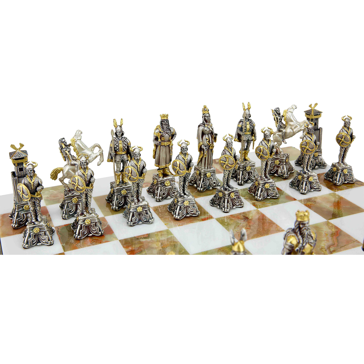 Luxury Metal Chess Set Chrome Plated Roman Chess Pieces Gold Set