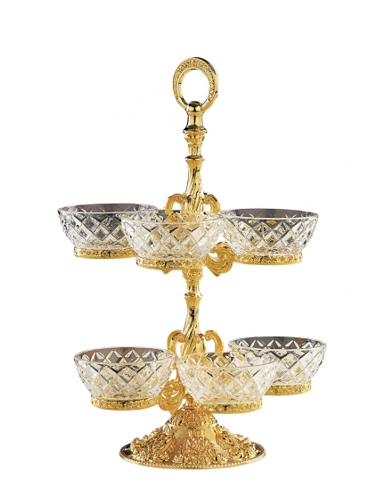 2-tier stand with crystal vases 600040071-1