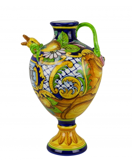 DECORATIVE AMPHORA with one handle and a duck shaped spout 0094 H36 cm