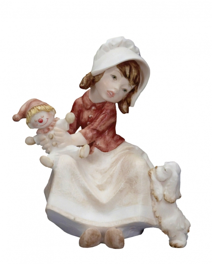 Girl with a clown marble statuette 600030013-1