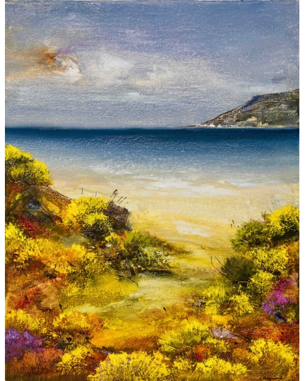 "Il colloquio di sabbia e mare" (The shore and sea talk) Luciano Pasquini (oil on canvas, 70 х 90 см, 2016)