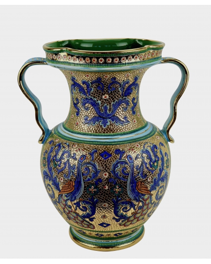 VASE "GIARRA" with two handles in the style of Byzantine mosaics H50cm from the "Gold&Azure" series