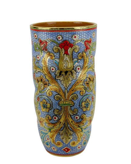 VASE in the style of Byzantine mosaics H41cm from the "Gold&Skyblue" series