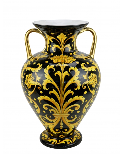VASE with two gold-plated handles H53cm from the "Yellow on Black" series